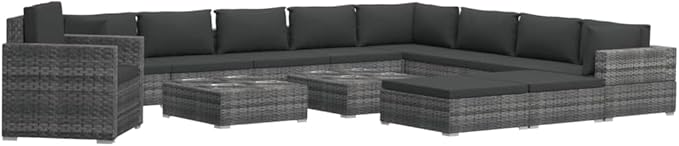 Patio Lounge Set with Cushions,Outdoor Furniture,Outdoor Furniture Sets,Patio Conversation Sets,for Garden,Deck,Backyard,13 Piece Poly Rattan Gray