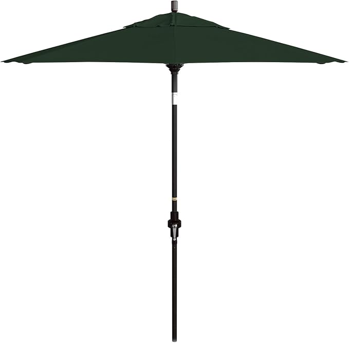 California Umbrella 7.5' Round Crank Lift, Collar Tilt, Aluminum Pole, Fiberglass Rib Patio Umbrella, Bronze Finish