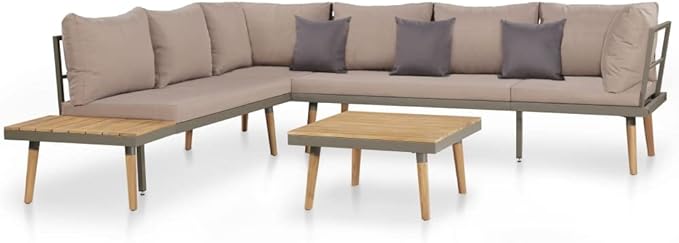 Patio Lounge Set with Cushions,Outdoor Tables and Chairs,Outdoor Furniture Sets,Patio Conversation Sets,for Garden,Deck,Backyard,4 Piece Solid Acacia Wood Brown