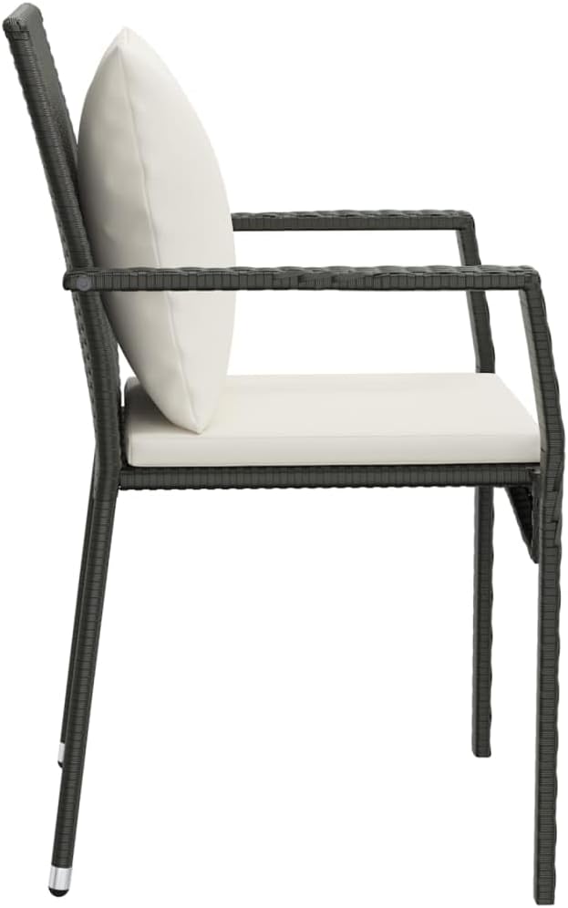 Patio Chairs with Cushions 4 pcs Poly Rattan Black, Outdoor Patio Sectional, Outdoor Sofa Set, Furniture Conversation Sets, Outdoor Porch Furniture for Balcony, Yard