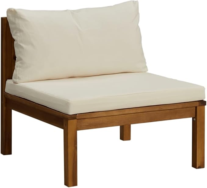 7 Piece Patio Lounge Set, Outdoor Dining Sets Front Porch Furniture Porch Furniture Set Patio Conversation Set for Negotiation Area Poolside Piazza with Cream Cushion Solid Acacia Wood