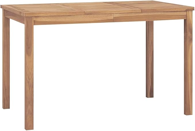 Solid Teak Wood Patio Dining Table, 47.2" x 27.6" Rectangular Garden Table for Outdoor and Indoor Use, Natural Brown Finish Kitchen Table Seats Up to 4 People
