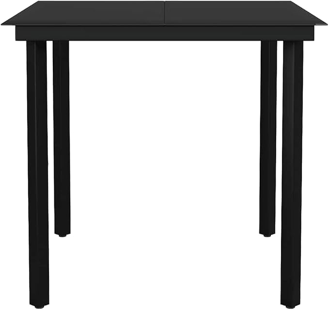 3 Piece Patio Dining Set, Outdoor Bistro Furniture with Glass Top Table and 2 PE Rattan Chairs, Steel Frame Small Garden Set for Balcony, Porch and Backyard, Black
