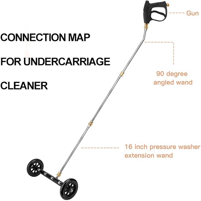 Undercarriage Pressure Washer Cleaner,Water Broom for Power Washer Undercarriage Attachment with Extension Wands,Wash Mitt, 4000 PSI (16 inch Black)