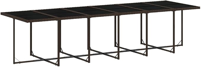 17 Piece Patio Dining Set with Cushions, Brown Poly Rattan Garden Table and Chairs for 16-Seater Outdoor Furniture, Weather-Resistant Backyard Seating Set