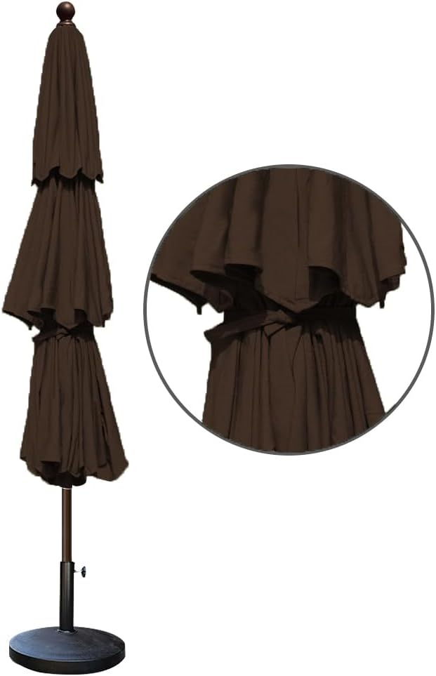 EliteShade USA 10-Year-Non-Fading 9ft 3-Tier Market Patio Umbrella, Commercial Grade Outdoor Table Umbrella with Crank Open, Windproof & UPF 50+ UV Protection, Heavy Duty Ventilation for Garden, Deck, Pool, Backyard, Beach & Bistro, Chestnut