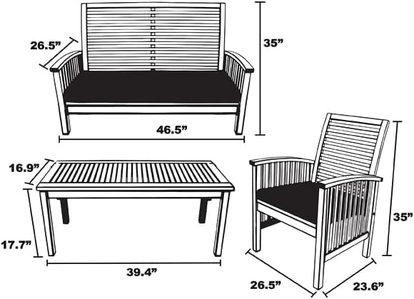 Leigh Country Sequoia 4-Piece Conversation Set, Wooden Outdoor Patio Furniture for Porch/Patio/Deck