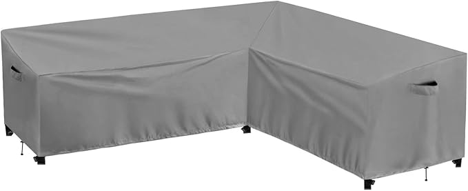 PureFit Outdoor Sectional Sofa Cover Waterproof L Shaped Patio Furniture Covers for Deck, Lawn and Backyard, 104”x83” Right Facing, Gray