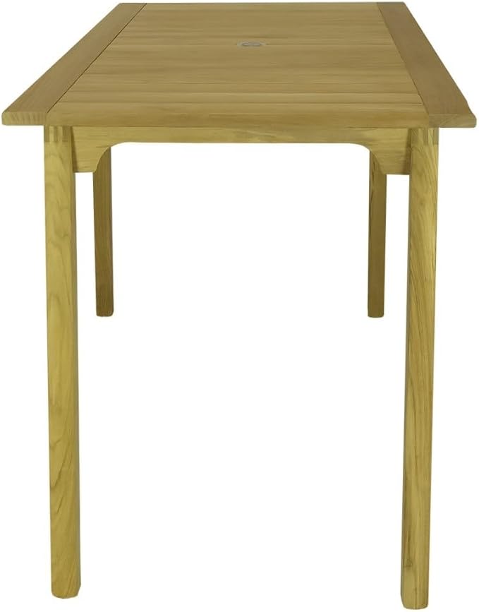 Royal Teak Collection Admiral Counter Height Table with Umbrella Hole, 32x65 Inch Outdoor Rectangular Wooden Teak Table, Residential and Commercial Outdoor Furniture (ADCHT65)