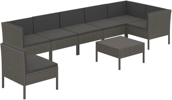 8 Piece Patio Lounge Set with Cushions,Patio Sofa,Outdoor Daybed,Outdoor Furniture Sets,Patio Seating,Patio Conversation Sets,Modern Set,Patio Furniture Set,Front Porch Furniture, Poly Rattan Black