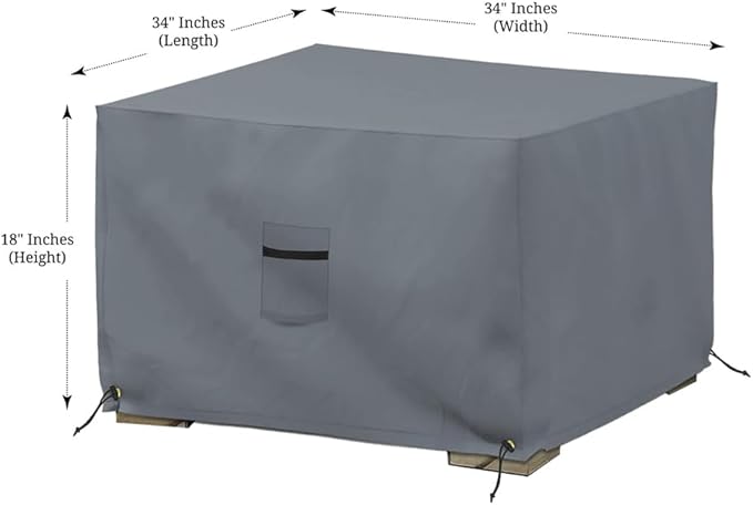 Covers & All Outdoor Ottoman Cover, 12 Oz, Waterproof Ottoman Slipcover with UV-resistant Properties, Square Patio Furniture Cover Suitable for Indoors/Outdoors (36"L x 36"W x 12"H, Gray)