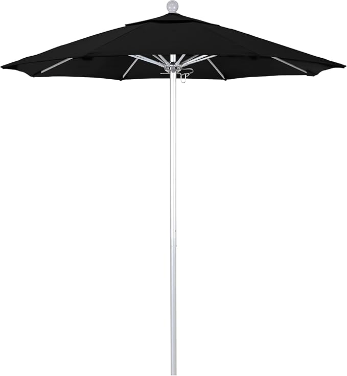 California Umbrella 7.5' Rd. Venture Series Contract Grade Patio Umbrella, Push Open Pin Stop, Silver Finish