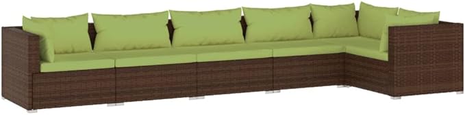 Patio Lounge Set with Cushions,Outdoor Table and Chairs Set,Terrace Conversation Set Furniture,Outdoor Furniture,for Garden,Backyard,6 Piece Poly Rattan Brown