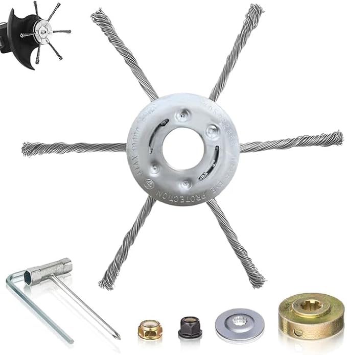 Gas Trimmer Head, Universal Steel Wire Trimmer Head 7" 8" 9" Heavy-Duty Gas Weed Eater Blade, 1" Arbor Replacement for Stihl,Husqvarna,Echo,Ryobi,Toro,Installation Kit Included (9")