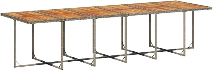 17-Piece Gray PE Rattan Outdoor Patio Dining Set with Cushions, Foldable Chairs & Acacia Wood Table for Backyard Garden Balcony Porch