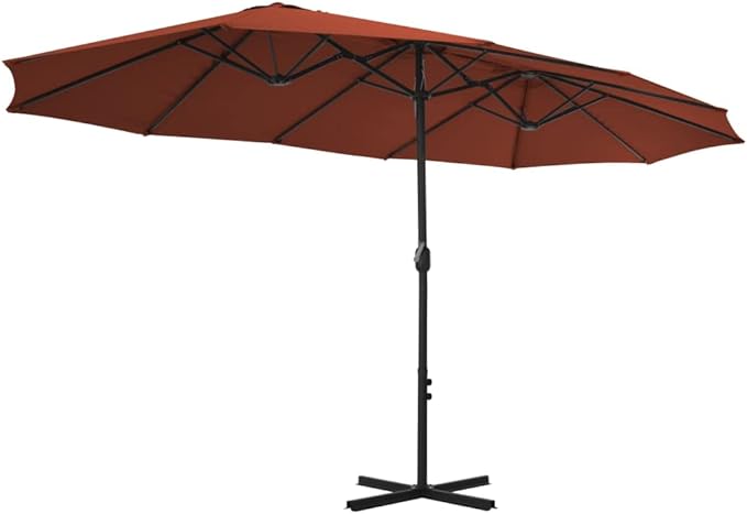 15ft Extra Large Patio Umbrella Terracotta Outdoor Sun Shade with Aluminum Pole UV Protective Garden Umbrella for Backyard Pool Deck