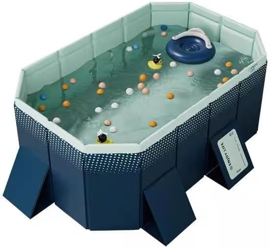 Montary Foldable Large Non - Inflatable Rectangular Swimming Pool for Family - Hard Plastic Shell, Oversized Thickened Design, Portable Collapsible Backyard Pool - 73.6"x54"x17.7"