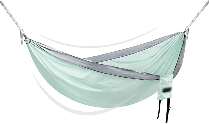 Portable Double Hammock for Park, Outdoor Anti-Rollover Swing with Storage Bag, Beach/Garden/Hiking, Load Bearing 250kg/551.2lbs(Light Green)