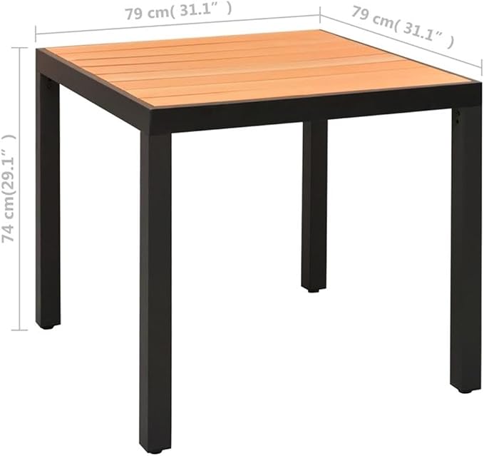 Afuera Living 5-Piece PE Rattan Patio Dining Set, 31.1 x 31.1 x 29.1 in, Powder-Coated Aluminum Frame, Black and Brown Finish, UV/Water-Resistant Garden or Terrace Seating for 4