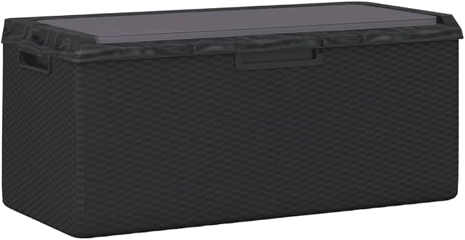 Patio Storage Box, 92.5 Gallon Deck Box for Garden and Terrace, Synthetic Polypropylene Outdoor Container with Gas-Lift Lid, Anthracite, 48.8 x 48.8 x 23.2 in