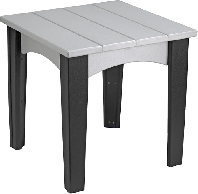 LuxCraft Island End Table – HDPE Poly Lumber Outdoor Side Table, Weatherproof Patio Accent Table, Low-Maintenance Porch Furniture (Dove Gray & Black)