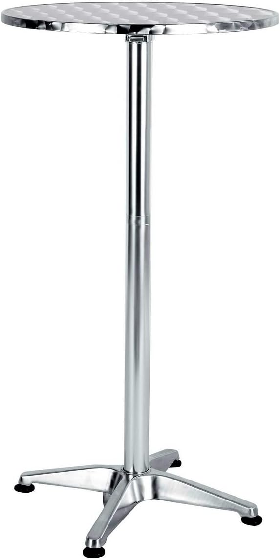 BTEXPERT 45" Bar Height Table – Commercial-Grade Aluminum & Stainless Steel Round 23.75" Table Indoor/Outdoor, for Restaurants, Patios, and Dining Areas 25.75" Base