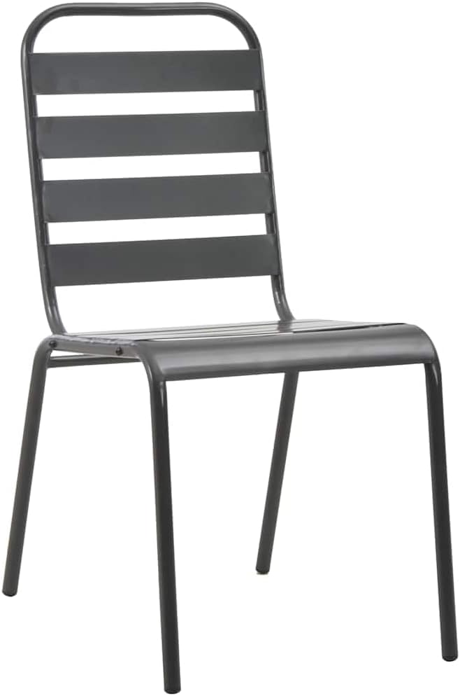 5 Piece Garden Dining Set, Anthracite Powder-Coated Steel Patio Furniture Table and 4 Chairs for Outdoor Backyard Deck Seating