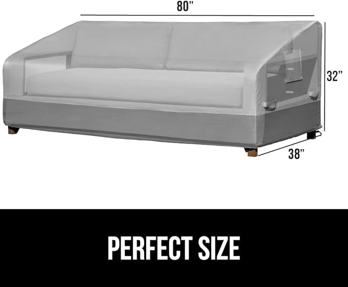 GORILLA GRIP Waterproof Large Outdoor Patio Sofa Cover, 3 Seater 80 Inch, Heavy Duty 600D Furniture Covers Sets for Winter, Keep Cushions Dry, Protects from Sun, Snow, Rain, Windproof, UV Coated
