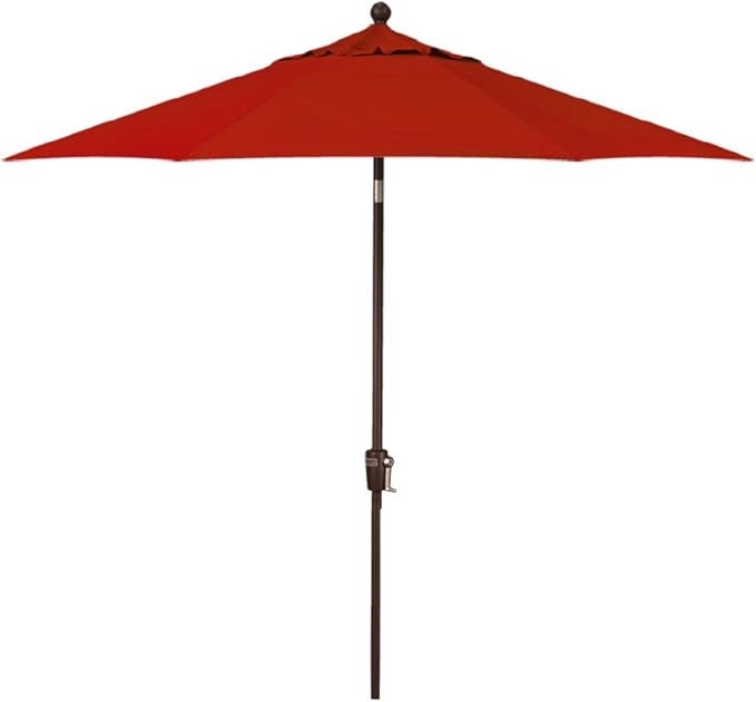 Treasure Garden 7.5ft Patio Umbrella – Outdoor Market Umbrella – Push Button Tilt – Bronze Aluminum Frame (O’bravia, Red)