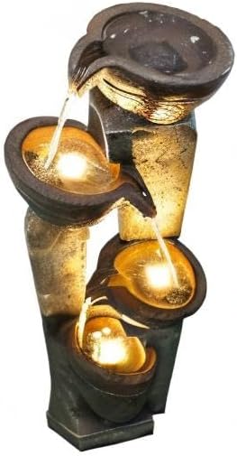 Hamiedun 40''H 4-Tier Outdoor Garden Water Fountain Decor, Resin Fountain for Garden, Floor Patio, Deck, Porch, Backyard and Home Art Decor (40inch)