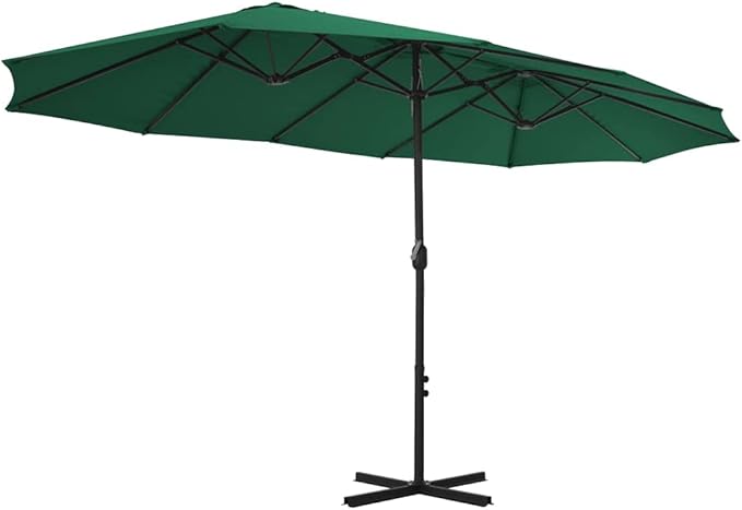 Large Outdoor Patio Umbrella 181.1x106.3 Inch Green Sun Shade with Aluminum Pole UV Protective Fabric Crank Mechanism for Garden Pool Beach Backyard