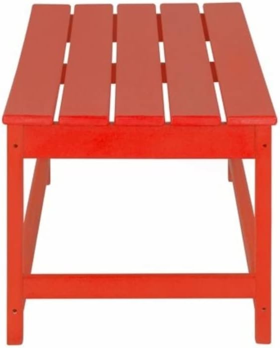 Multi-Functional Classic Style Adirondack Patio Coffee Table 17.50" L x 35.30" W | All Weather Solid Hued Design Deep Red Color UV Rust Resistant | Best for Balcony Garden Poolside Indoor Outdoor Use