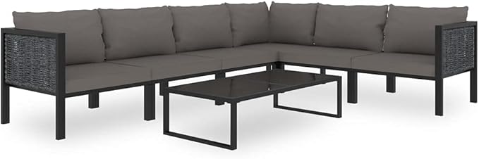 Sectional Corner Sofa with Right Armrest Poly Rattan Anthracite, Outdoor Patio Sectional, Outdoor Sofa Set, Furniture Conversation Sets, Outdoor Porch Furniture for Balcony, Yard