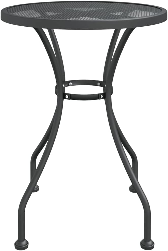 3 Piece Patio Dining Set with Expanded Metal Mesh Folding Chairs and Table for Outdoor Garden Backyard Balcony BBQ, Heavy Duty E-Coating, 7 Position Reclining Seat, Anthracite