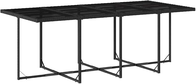 Large Garden Dining Set for 12 People, Black PE Rattan and Tempered Glass, Foldable Chairs and Stackable Stools for Patio, Balcony, Backyard