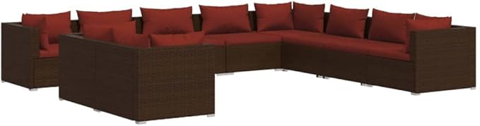 Patio Lounge Set with Cushions,Conversation Patio Furniture Porch Furniture Sets Garden Furniture Suitable for Patio, Deck, Front Porch, Poolside or Balcony Brown Poly Rattan