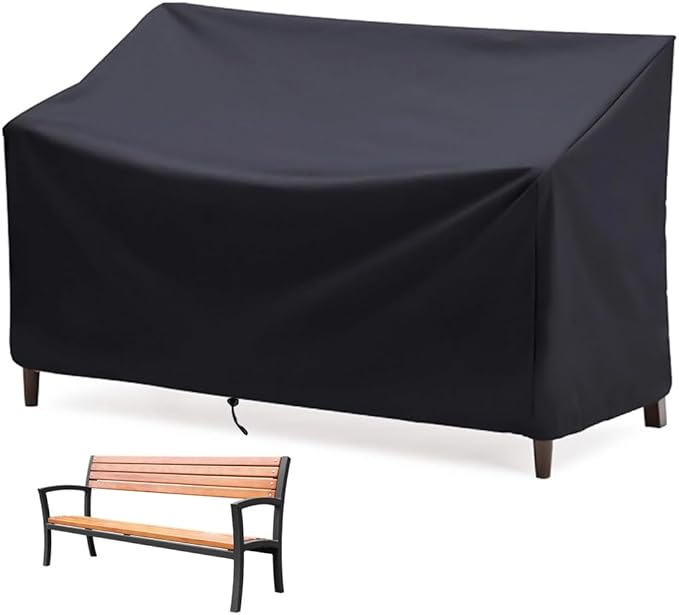 Outdoor Bench Cover, Waterproof Outdoor Patio Furniture Cover for 4-Seater Bench, Durable Oxford Cloth Garden Sofa Chair Cover, 75" L x 26" W x 35" H (Black, 64" L x 26" W x 35" H)