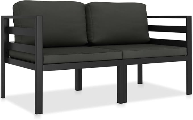 vidaXL Patio Furniture Set 2 Piece, Patio Conversation Set with Cushions, Outdoor Sectional Sofa for Garden Backyard Balcony, Aluminum Anthracite