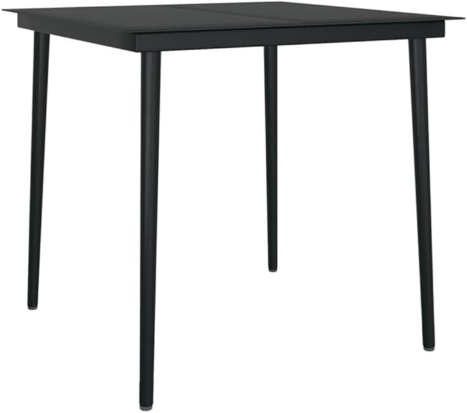 Afuera Living 3-Piece Patio Dining Set, Powder-Coated Steel Frame, PE Rattan Chairs, Glass Tabletop, Black Finish, 31.5 in Compact Table for Garden, Balcony, Terrace, Outdoor Alfresco Dining