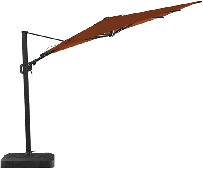 Midtown Umbrellas 9x9 Ft Outdoor Cantilever Patio Umbrella w/Sunbrella Spectrum Carbon Fabric - Tilt 360° Rotate Offset Patio Umbrella, Deck Patio Umbrella, Backyard Umbrella & Garden Umbrella - Black Frame