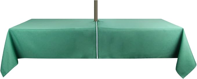 Outdoor Tablecloth Wrinkle-Free Stain Resistant Waterproof Polyester Fabric Table Cover with Zipper Umbrella Hole for Picnic/Party/Dinner/Patio Garden(60×84inch,Zippered,Green)