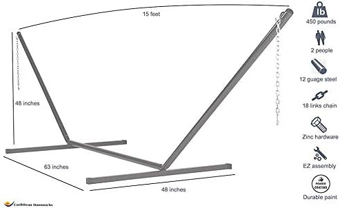 Jumbo Caribbean Hammock and Metal Tribeam Stand (Yellow)