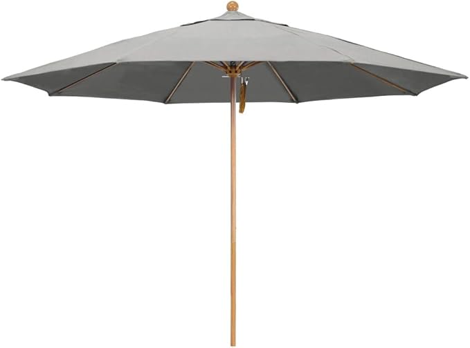California Umbrella 11' Rd. Venture Series Contract Grade Patio Umbrella, Pulley Open, Silver Finish, Sunbrella Granite