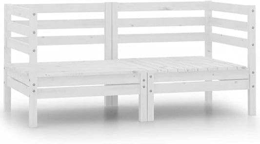 Patio Corner Sofas,Wooden Sofa,Patio Lounge Set,Outdoor Furniture,Patio Conversation Sets,for Garden,Deck,Backyard,2 pcs White Solid Pinewood