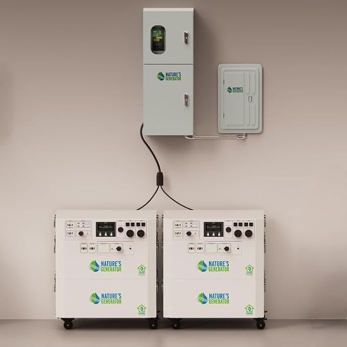 Nature’s Generator Powerhouse Gold System:4800Wh Powerhouse and Two 410W Power Panels,120VAC and 240VAC Pure Sine Wave Address Home Power Requirements