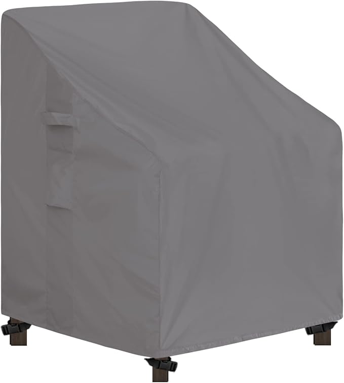 Easy-Going Outdoor High Back Chair Cover UV Resistant Patio Chair Cover Waterproof Lawn Patio Furniture Cover with Tape Sealed Seam (1 Pack-28Wx35Dx35H inch, Grey)