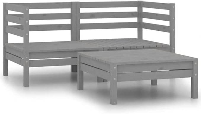 Patio Lounge Set,Wooden Sofa,Outdoor Furniture,Patio Conversation Sets,Outdoor Furniture Sets,for Garden,Deck,Backyard,3 Piece Solid Pinewood Gray