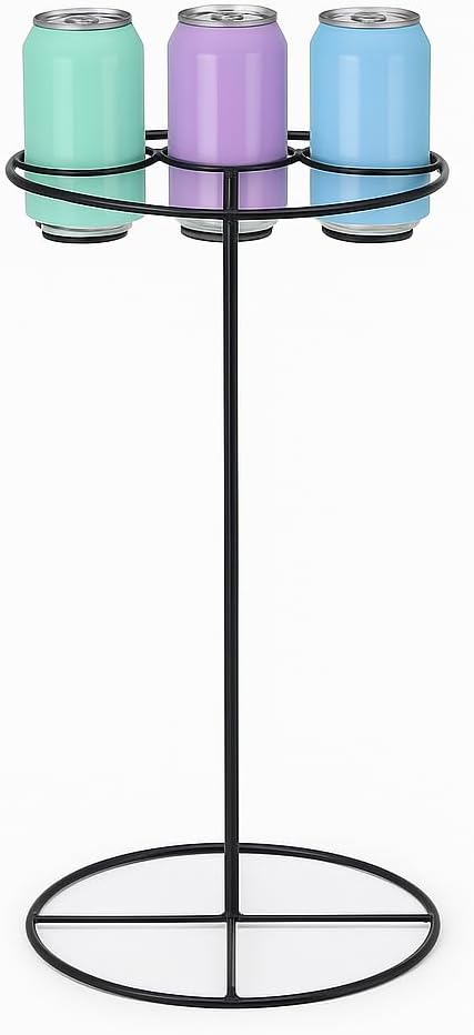 LDI Patio Furniture Metal 4 Beverage Drink Holder Table in Black - Great for Camping