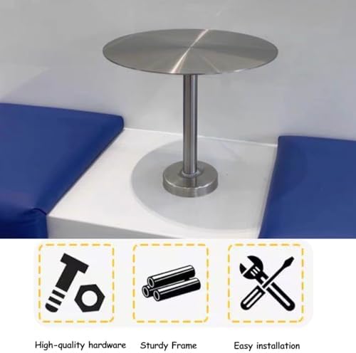 Wall Mounted Small Round Stainless Steel Tray Table - Space-Saving Modern Pub Bar End Table for Indoor/Outdoor Use (1.64ft) - Perfect for Cafe & Booth Settings
