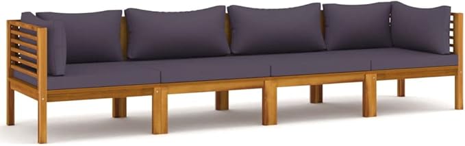 4-Seater Patio Sofa,Outdoor Garden Conversation Set,Patio Outdoor Set Suitable Suitable for Patio,Deck,Balcony,Garden with Cushion Solid Acacia Wood